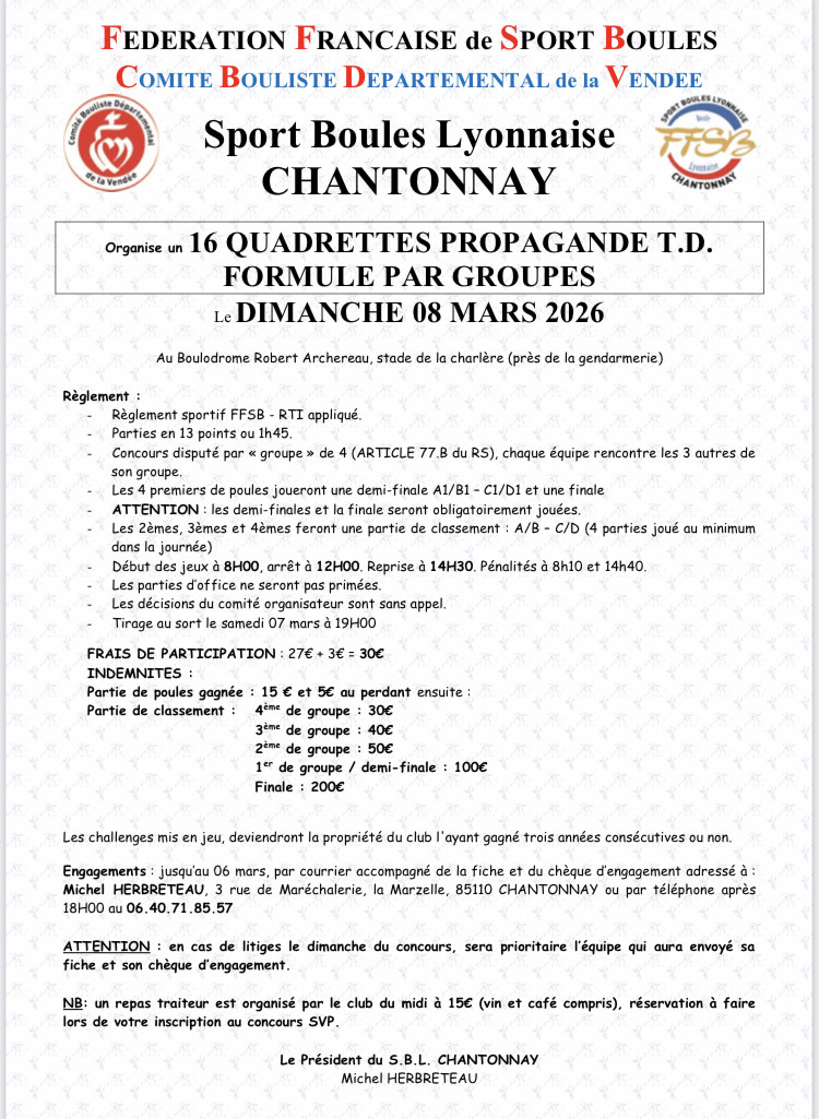 affiche concours Chantonnay 8 mars