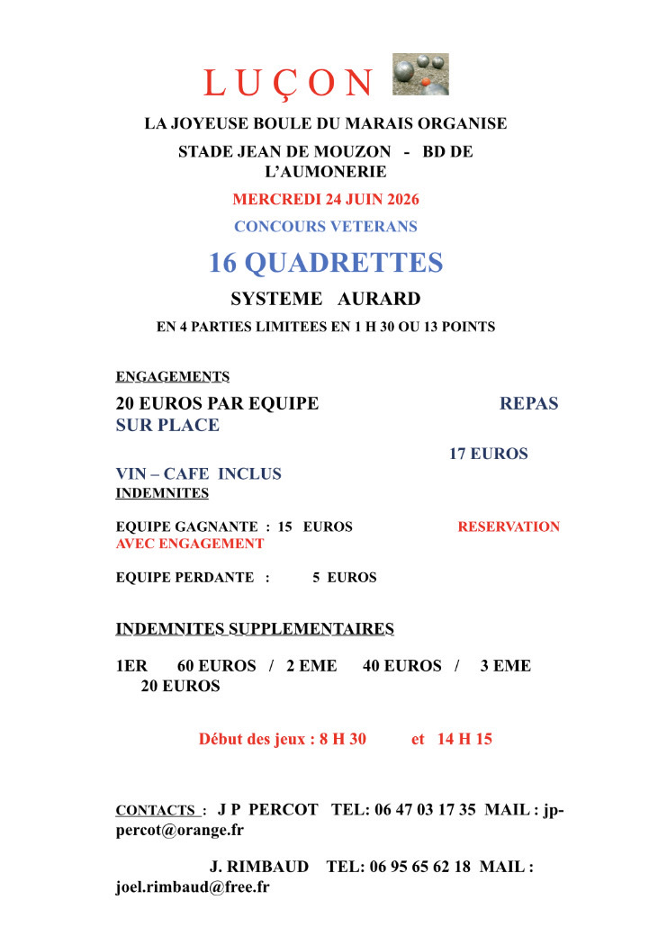 concours Vétérans Luçon 24 juin