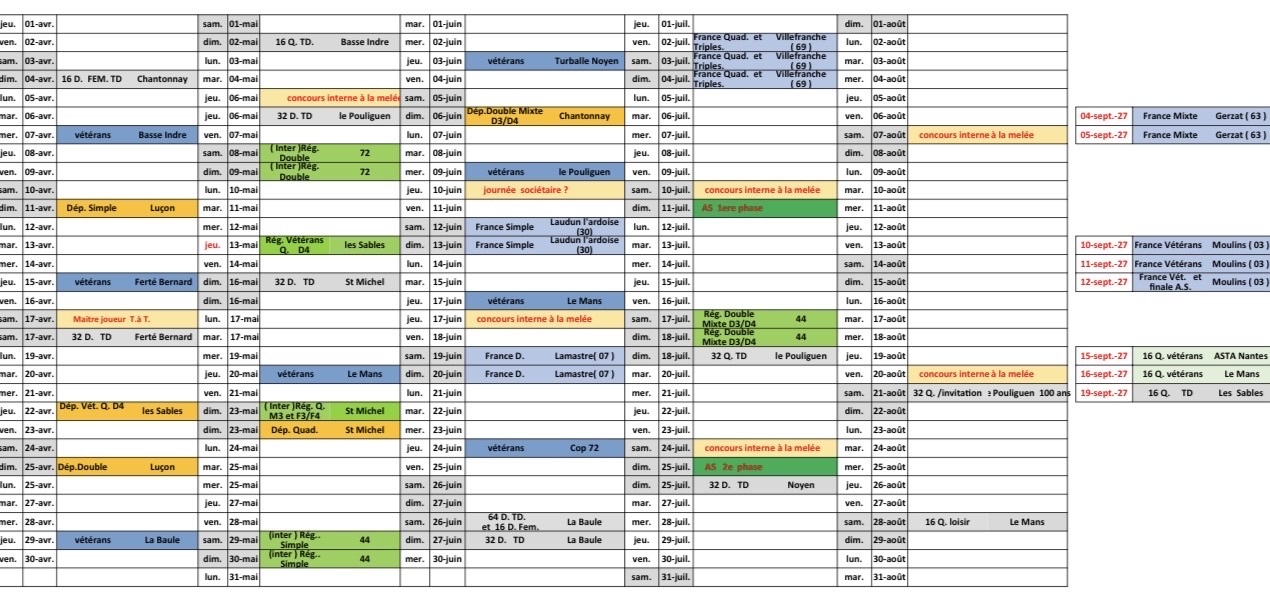 calendrier 2026 / 27        2 / 2
