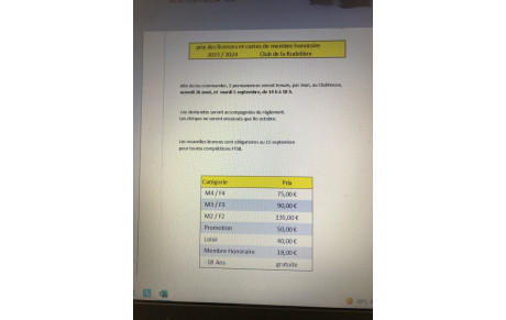 Tarification BDR  Licences 2023 / 2024 