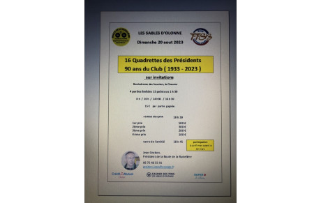 Le Club fête ses 90 ans dimanche 20 aout