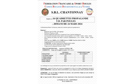 affiche 16 Quadrettes Chantonnay  24 mars 2024
