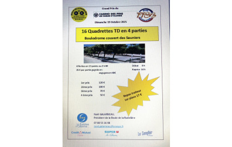 concours 16 Quadrettes Les Sables 19 octobre 2025